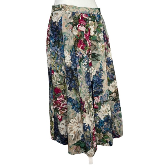 Kurt Geiger Skirts Retro Geiger Wool Pleated Midi Skirt Dark Floral